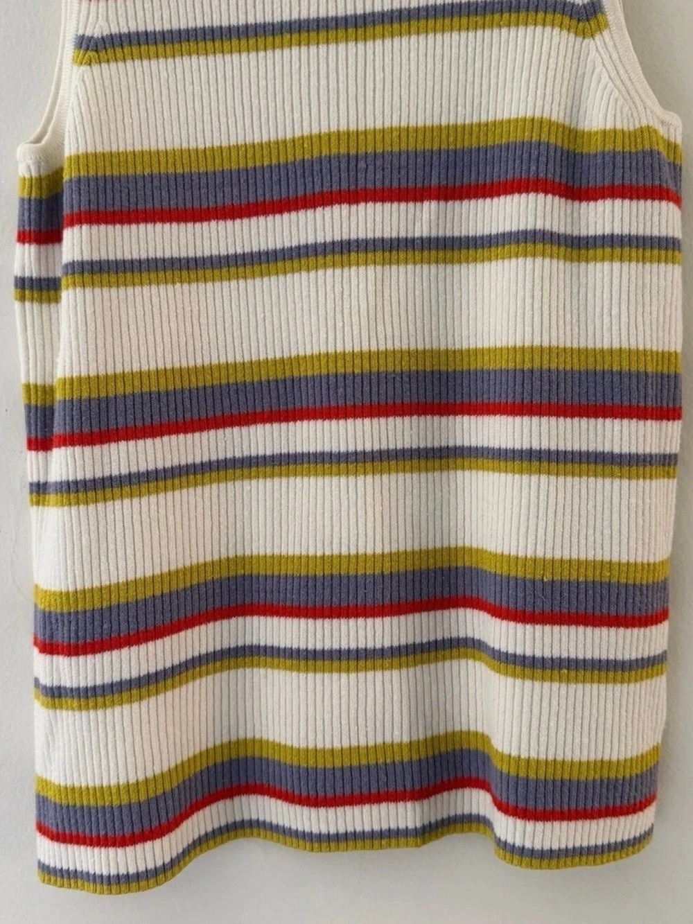 Moth Anthropologie Striped Ribbed Mock Neck Sleeveless Sweater Size Small - Picture 4 of 7